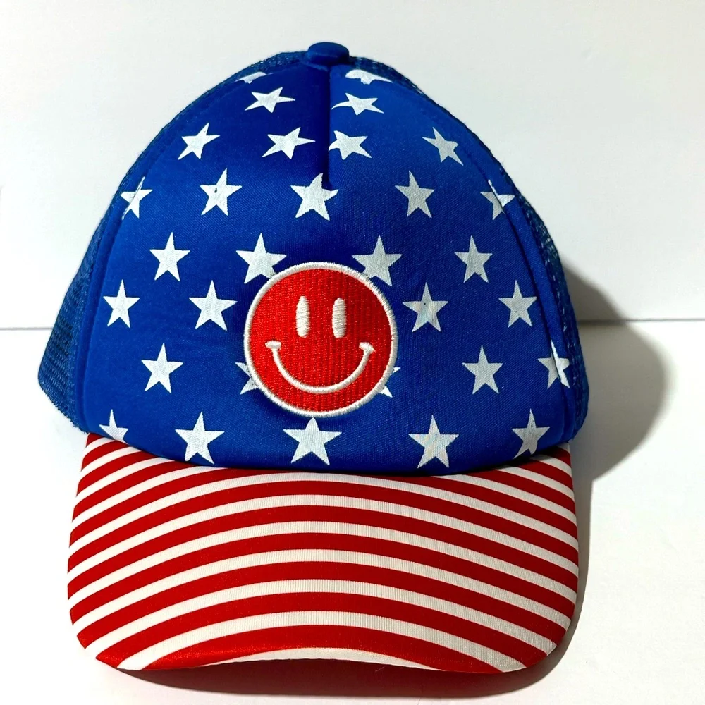 Stars and Stripes Smiley Face adjustable hat
